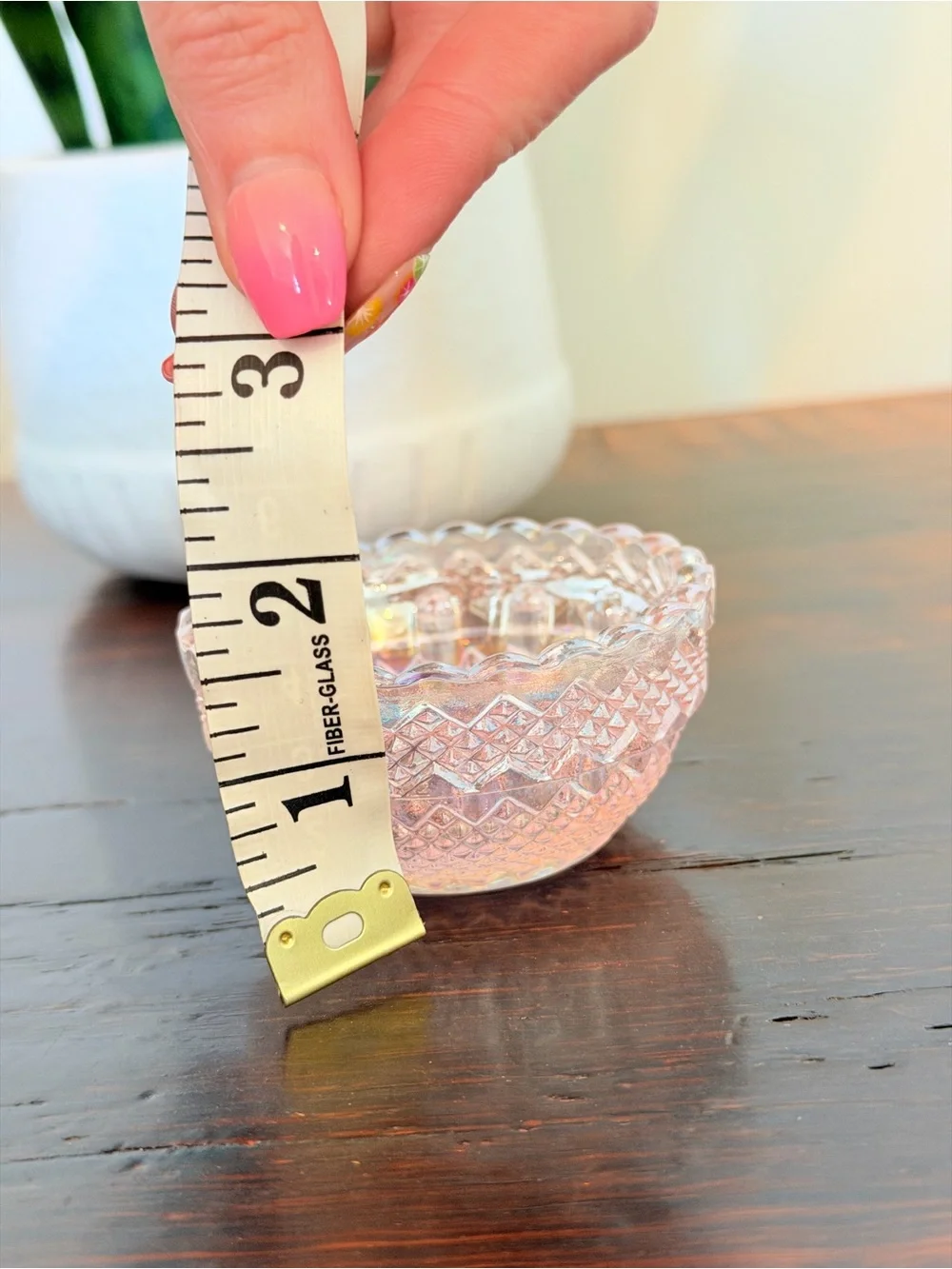 Vintage Salt Dip Pink Iridescent Glass by Mosser